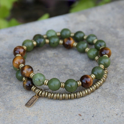 Jade and tiger eye on granite