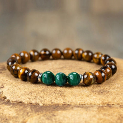 Malachite and tiger eye, warm light